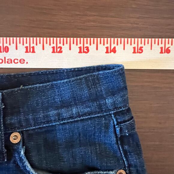 7 For All Mankind Dojo Crop Denim Jeans Capri Wide Leg Dark Wash Size 26* Retro - Picture 8 of 12